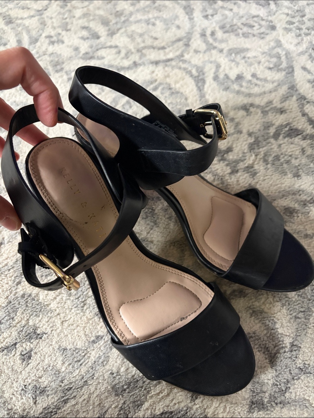 Kelly & Katie Black Open-Toe Ankle-Strap Heels